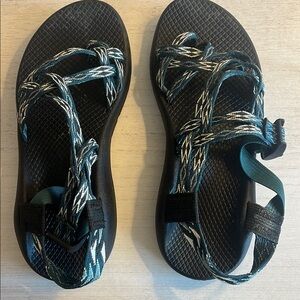 Black and Teal Strappy Sandals